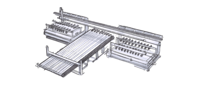 Metal Sheet Handling, Blank Destacking System, Board Stack, Swivel Arms, Press Line, Automatic Feed | © Güdel Group AG