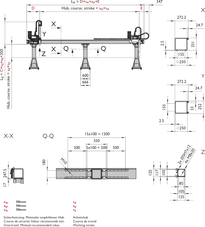 FP-4, 3-Axis Linear Modules, dimension | © Güdel Group AG