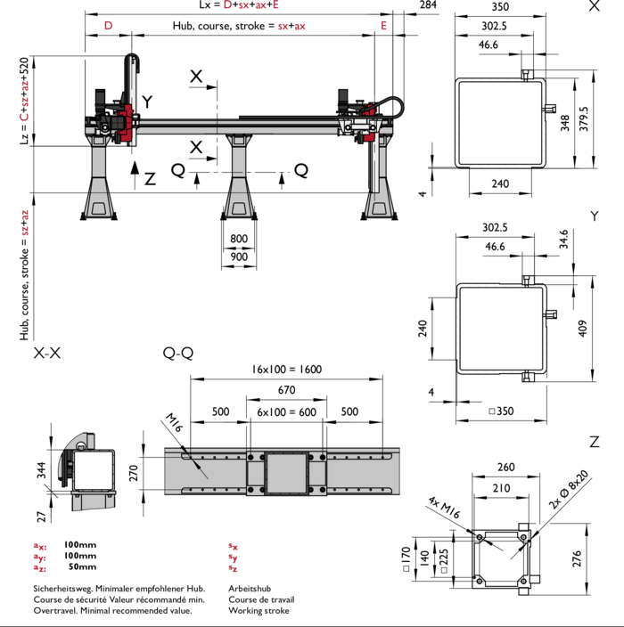 FP-6, 3-Axis Linear Modules, dimension | © Güdel Group AG