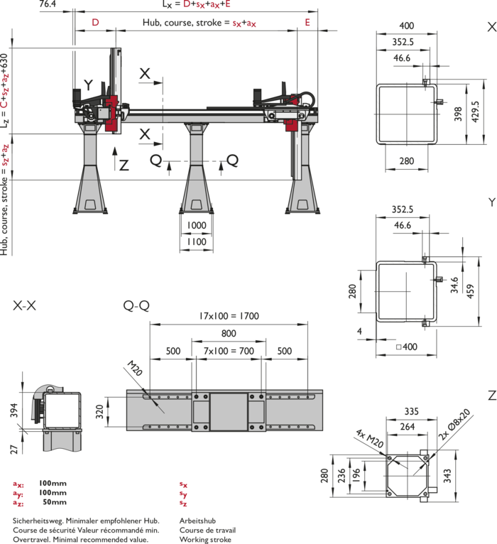 FP-7, 3-Axis Linear Modules, dimension | © Güdel Group AG