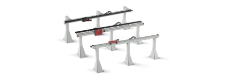 TrackMotion Overhead TMO | TMO-E – mounted in elevated position | TMO-W – wall-mounted robot | TMO-C – ceiling-mounted robot | © Güdel Group AG overhead robot, robot top loader, rail mounted robot, gantry toploader, rtu, wall mount, ceiling mount, elevated, underslung robots, sideslung robots, robot slides | © Güdel Group AG